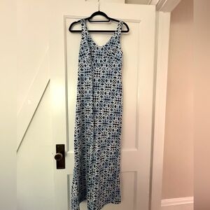 J. McLaughlin Blue and White Patterned Maxi Dress
